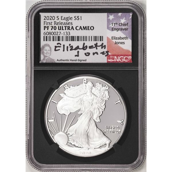 2020-S $1 Proof American Silver Eagle Coin NGC PF70 Ultra Cameo Jones Signature