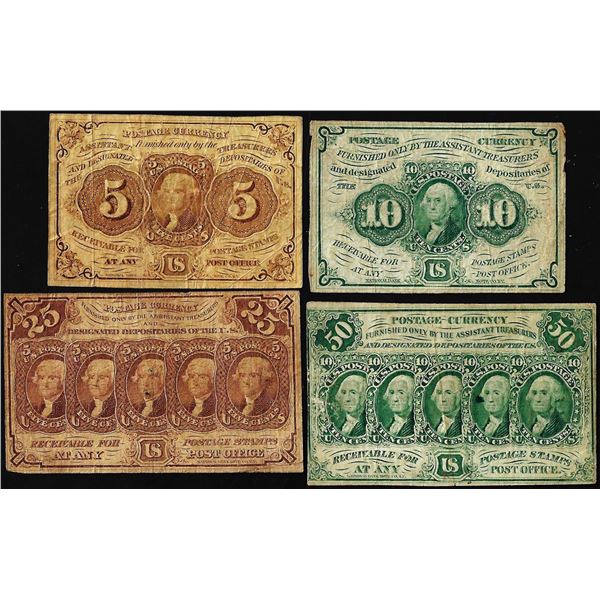 Lot of (4) July 17, 1862 First Issue Fractional Currency Notes