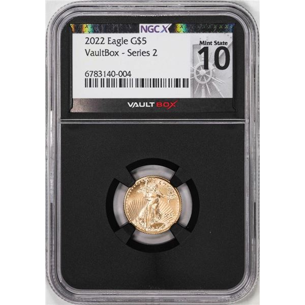 2022 $5 American Gold Eagle Coin NGCX Mint State 10 VaultBox Series 2