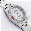Image 6 : Rolex Ladies Stainless Steel White Roman Ruby and Diamond Datejust Wristwatch