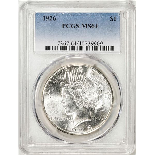 1926 $1 Peace Silver Dollar Coin PCGS MS64