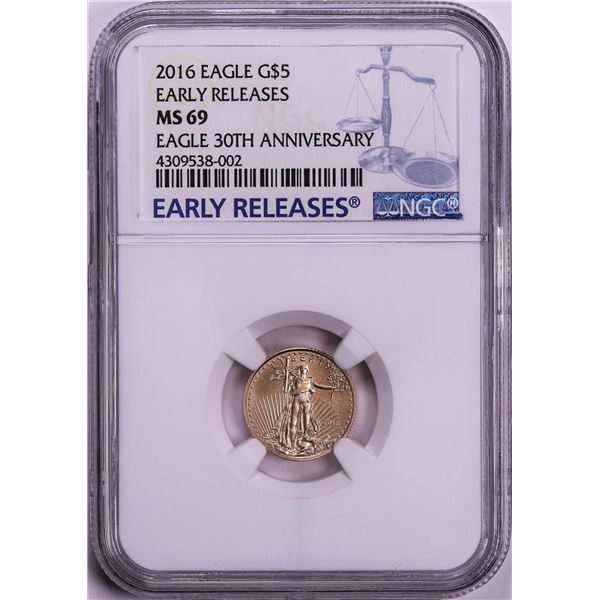 2016 $5 American Gold Eagle Coin NGC MS69 Early Releases