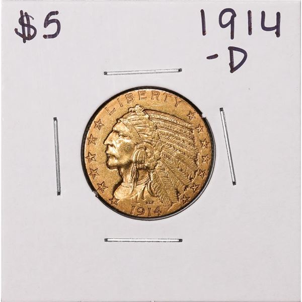 1914-D $5 Indian Head Half Eagle Gold Coin