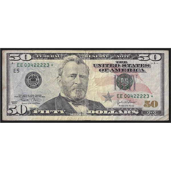 2004 $50 Federal Reserve Star Note Fancy Serial