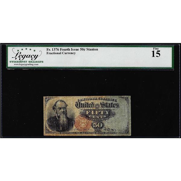 1863 Fourth Issue Fifty Cents Fractional Currency Note Fr.1376 Legacy Fine 15