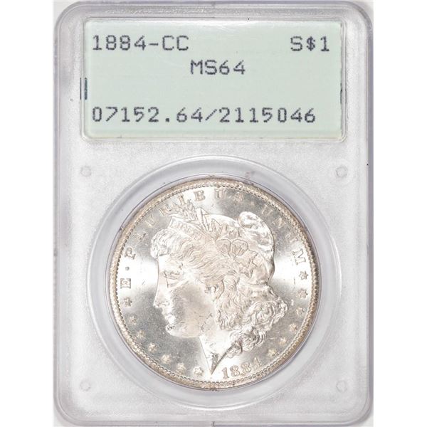 1884-CC $1 Morgan Silver Dollar Coin PCGS MS64 Old Green Rattler Holder