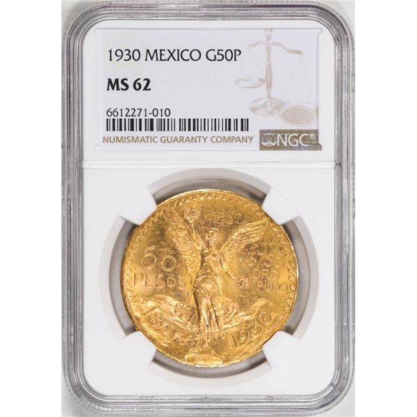 1930 Mexico 50 Pesos Gold Coin NGC MS62