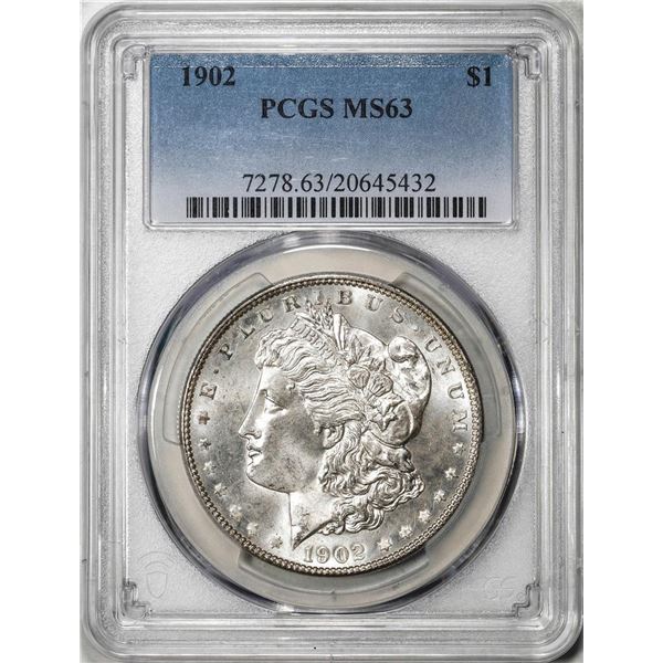 1902 $1 Morgan Silver Dollar Coin PCGS MS63