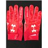 Image 1 : BUDDA BAKER DUAL SIGNED GAME USED FOOTBALL GLOVES (PHOTO MATCHED CARDINALS COA)