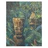Image 1 : WILD IMPRESSIONISTIC ORIGINAL PAINTING OF TIKI & HUT IN FOREST.