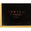 Image 2 : PAINTING OF MAN PLAYING UKULELE ON BLACK VELVET TITLED "BEACH BOY" SIGNED LEETEG TAHITI (COPY).