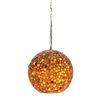 Image 2 : COLORED SWAG CHUNK LAMP WITH ORANGE AND YELLOW GLASS PEBBLES.