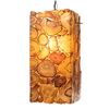 Image 1 : YELLOW, SQUARE HANGING SWAG LAMP WITH GEODE SLICES.