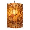 Image 2 : YELLOW, SQUARE HANGING SWAG LAMP WITH GEODE SLICES.