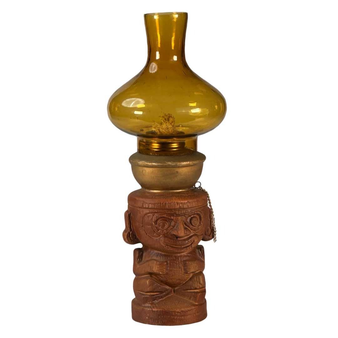 CERAMIC TIKI OIL TABLE LAMP.