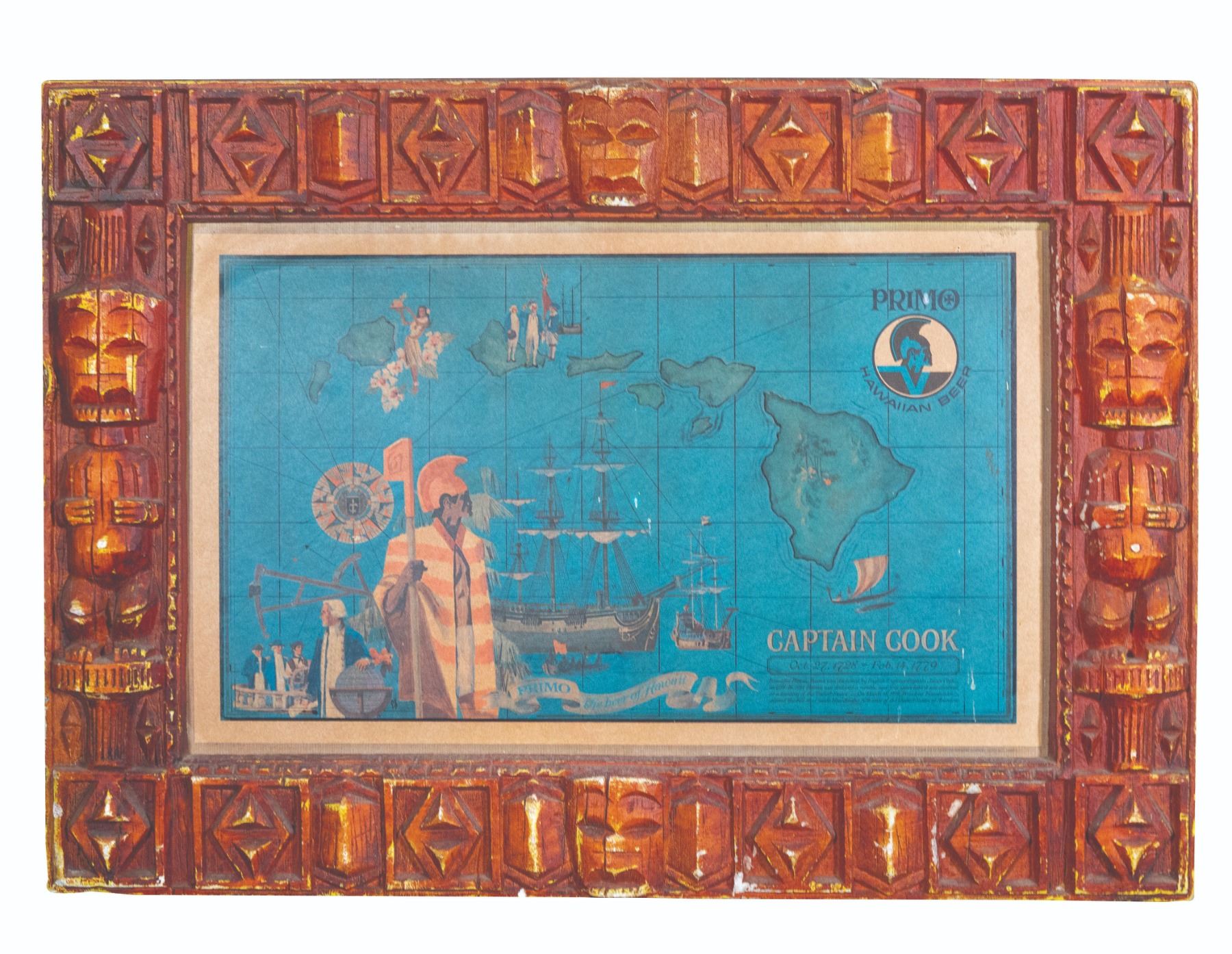 Captain Cook Map Poster CAPTAIN COOK MAP OF HAWAII PROMOTIONAL DISPLAY FOR PRIMO BEER.