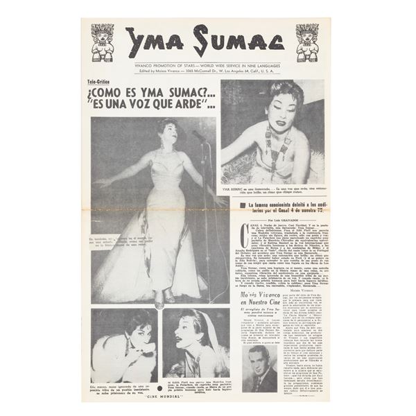 VINTAGE YMA SUMAC NEWSPAPER-STYLE PROMO, SELF-PUBLISHED.