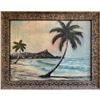 Image 1 : 1930s DIAMONDHEAD WAIKIKI COASTLINE OIL PAINTING by THOMAS L LEWIS.