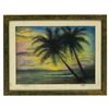 Image 1 : LOVELY VINTAGE "HAWAIIAN SUNSET" Signed F.J. ALLETS WATERCOLOR PAINTING.