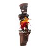 Image 2 : OCEANIC ARTS #218 MARQUESAN WARRIOR CARVED AND PAINTED TIKI SCONCE WITH FEATHER AND BEAD ACCENT.