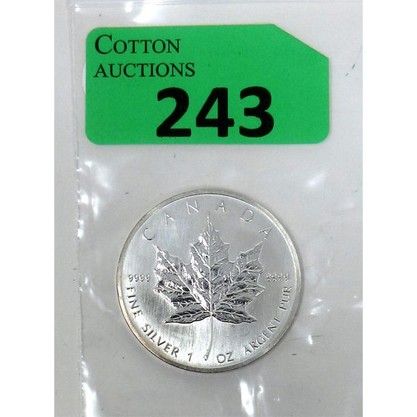 1 Oz .9999  Silver 1990 Canada Maple Leaf Coin 