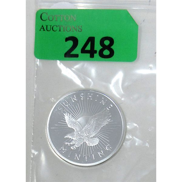 1 Oz .999  Silver Sunshine Minting Round with Decoder on Back 