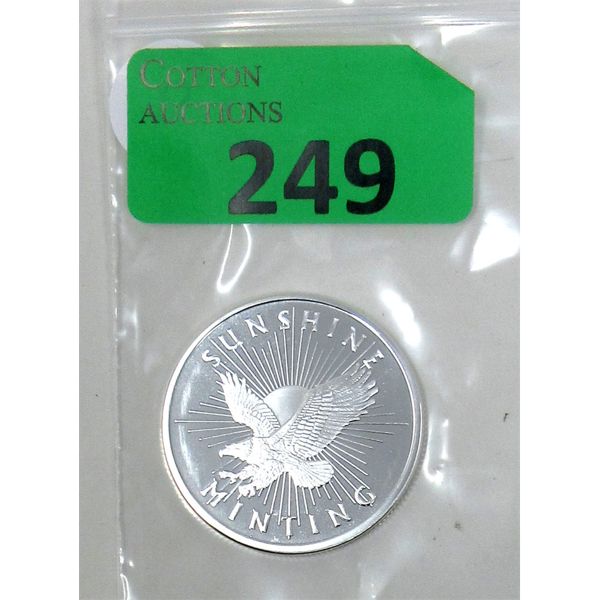 1 Oz .999  Silver Sunshine Minting Round with Decoder on Back 