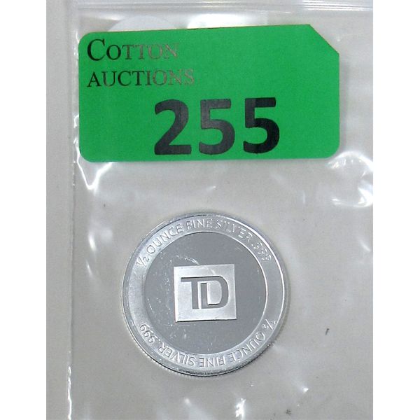 1/2 Oz .999  Silver TD Bank Round 