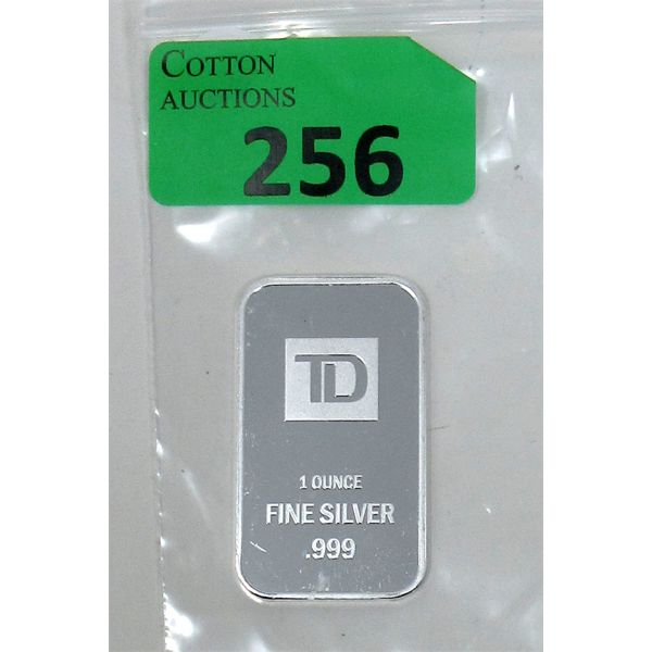 1 Oz .999  Silver TD Bank Investor Bar 