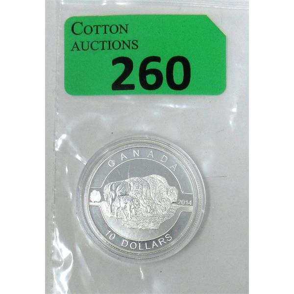 1/2 Oz .9999  Silver 2014 The Bison $10 Coin 