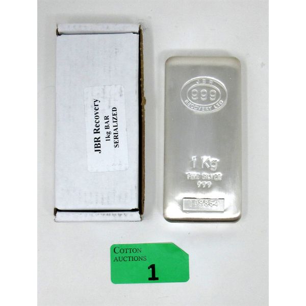 1 Kilo .999  Silver JBR Ethically Sourced Bar 