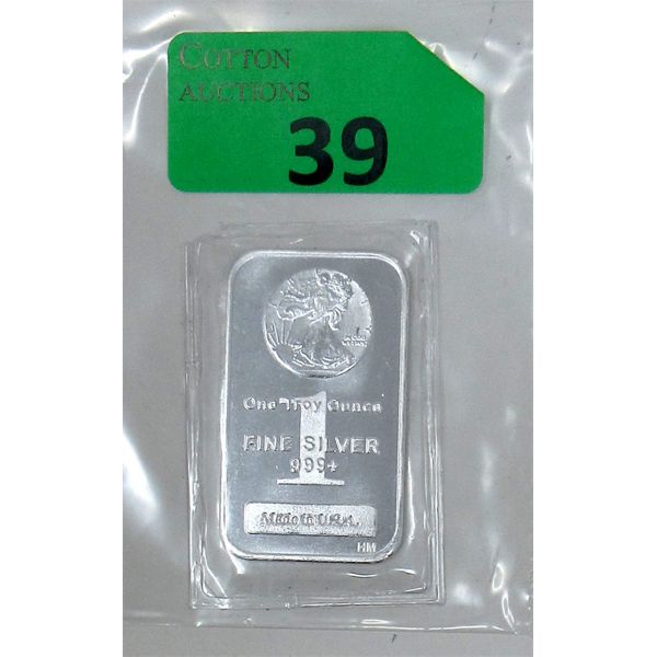 1 Oz .999+  Silver USA Bar 