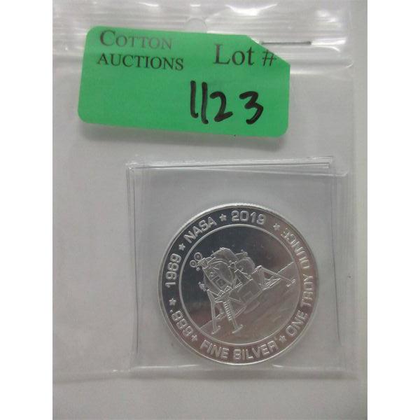 1 Oz .999+ Silver 2019 Apollo 11 NASA Round 