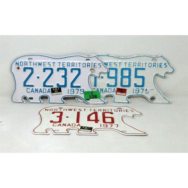 3 Alaska Polar Bear Licence Plates 