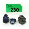 Image 1 : 3 Handmade Genuine Gemstone Rings - Stamped .925