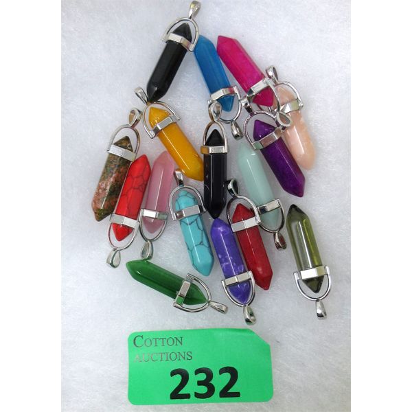 16 Healing Gemstone Hand-Set Amulet Pendants 