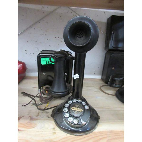 Vintage Metal Candlestick Phone w/ Ringer Box