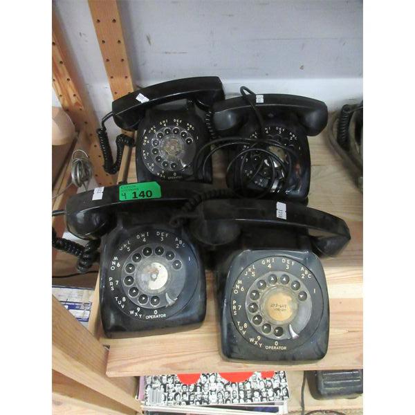 4 Vintage Rotary Dial Telephones - Black