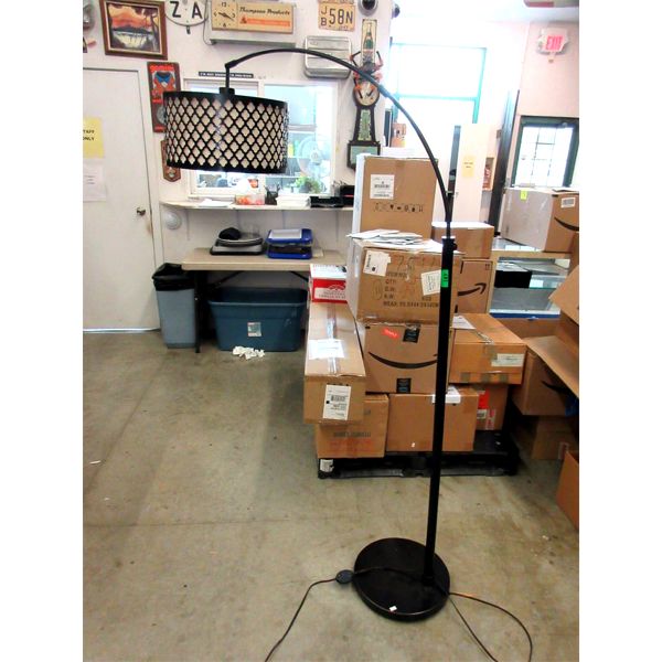 Metal Floor Lamp with Drum Shade - Foot Switch