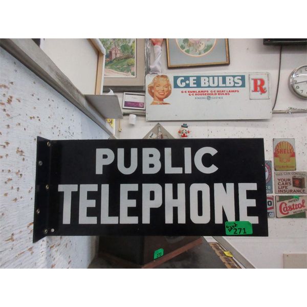 Double Sided Porcelain Public Telephone Sign