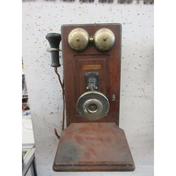 Vintage Northern Electric Wood Wall Phone