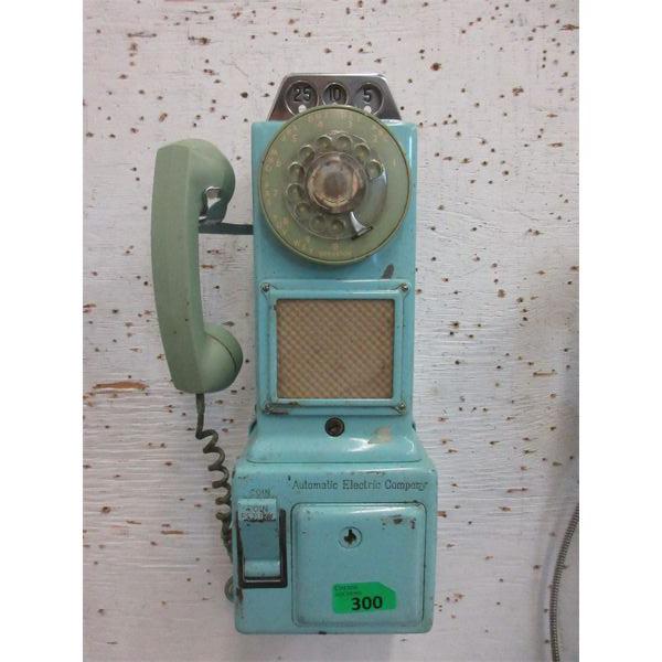 Blue Vintage Automatic Electric Company Pay Phone 