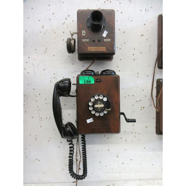 2 Vintage Northern Electric Wood Wall Phones