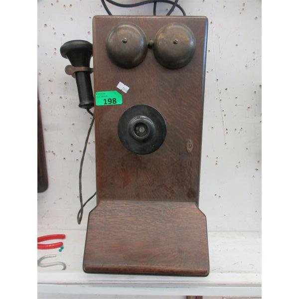 Vintage Wood Wall Phone - Missing the Crank