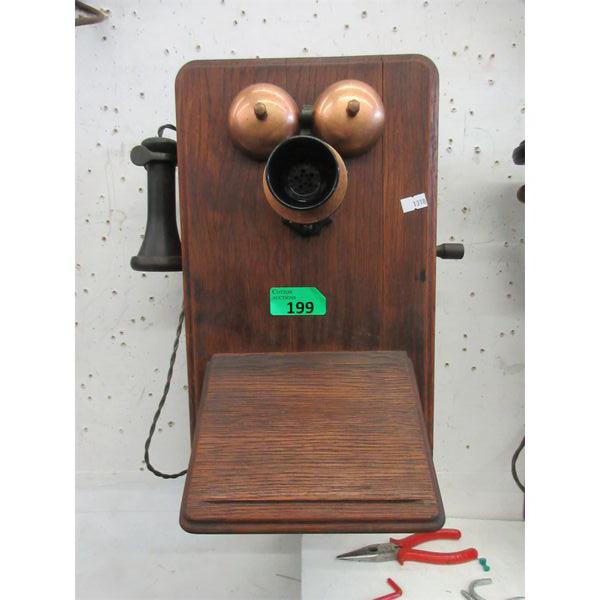 Vintage Wood Crank Wall Phone