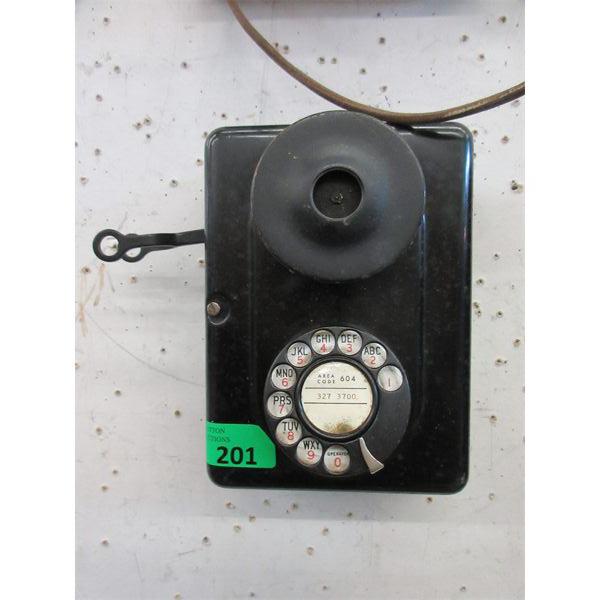 Vintage Rotary Dial Wall Phone - No Earpiece