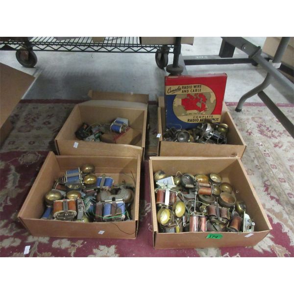 4 Boxes of Vintage Phone Ringer Parts