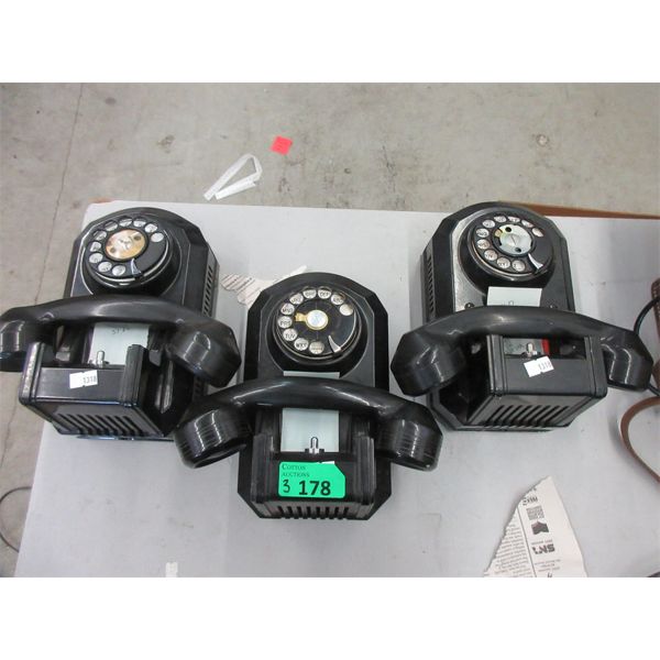 3 Vintage Dial Cradle Wall Phones 