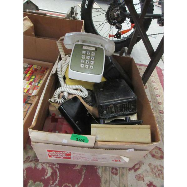 Box of Assorted Vintage Phone Parts