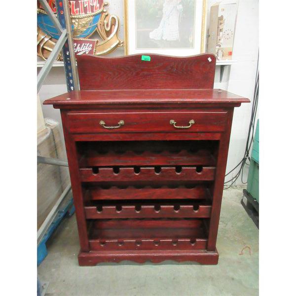 Wood 18 Bottle Wine Cupboard with Drawer